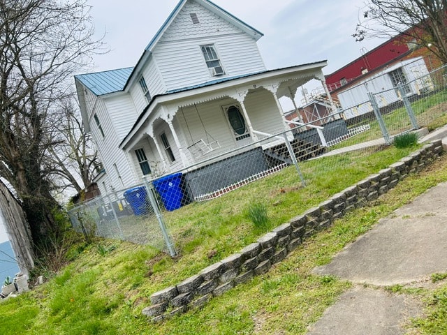 Chain link fence angle view at residential property — East Tennessee